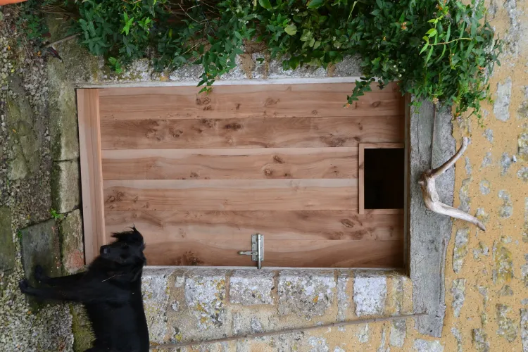 Porte entrée avec ouverture pour les hirondelles